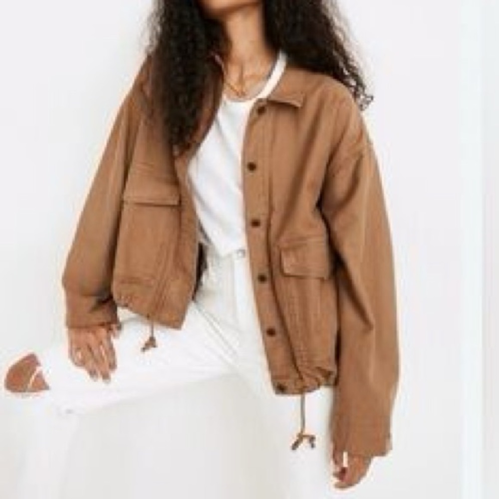 C&C California Tan Lightweight Utility Jacket - Linen Lyocell Blend